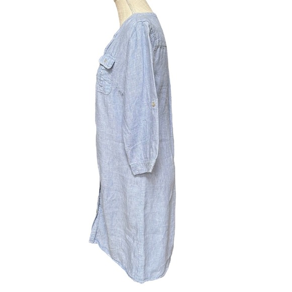 Malvin Hamburg Germany Blue Stripe Linen Shirt Dress Size: 6 Small - Picture 2 of 12